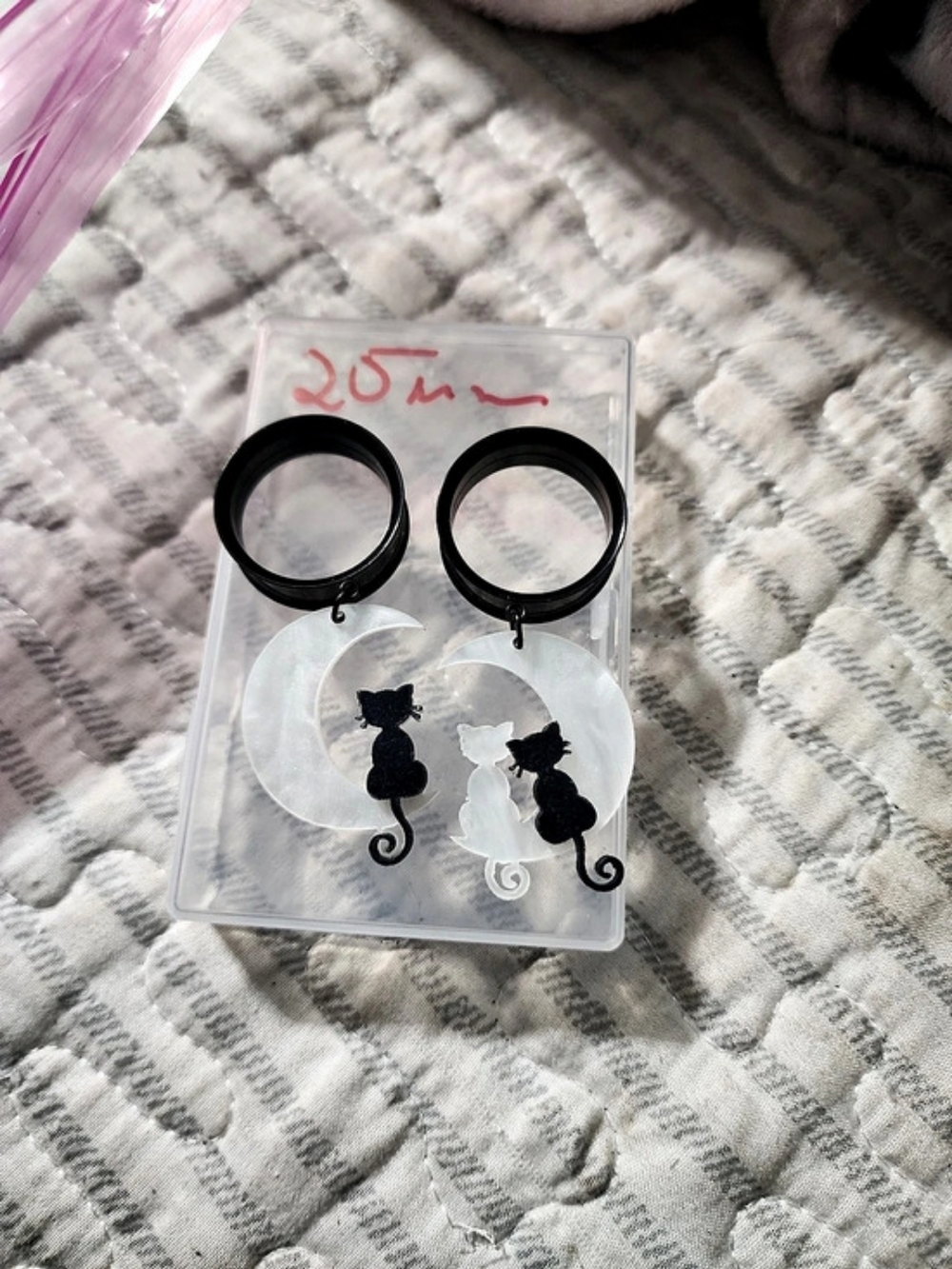 Black & Clear Cat Drop Earrings